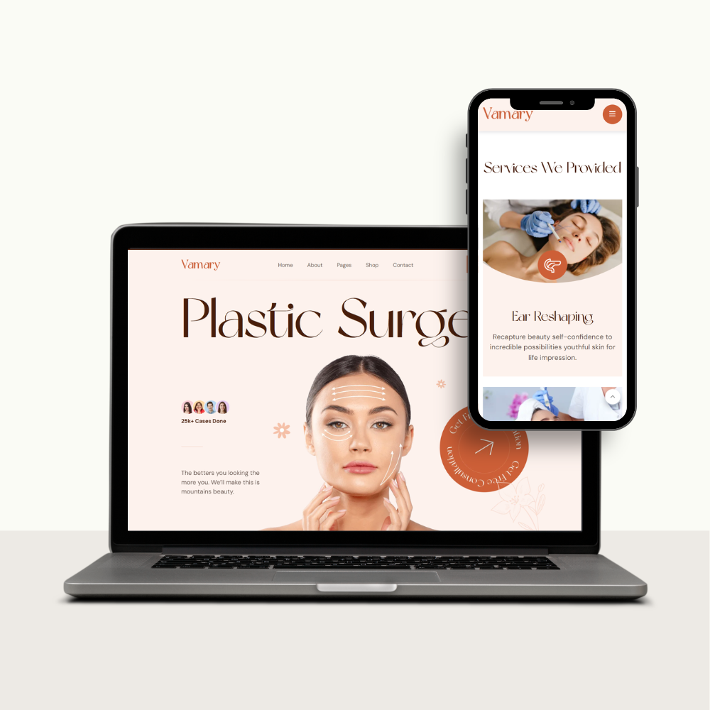 Vamary plastic surgery clinic website mockup